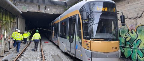 Tram test a la station Albert (Photo: Le Metro 3)