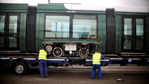 Arrivée de rames Citadis à Nantes (Photo: Nantes Métropole, Romain Boulanger)