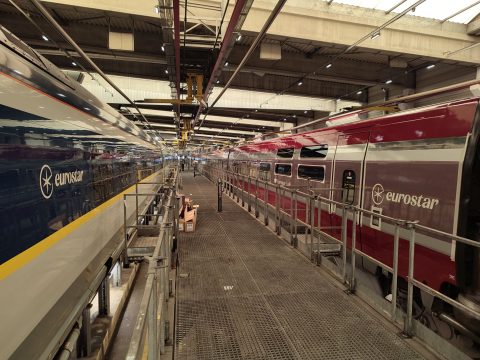 Rames Thalys et Eurostar au centre de maintenance (Photo: SNCB)