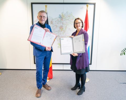 (from left to right) Georges Gilkinet, Deputy Prime Minister and Minister for Mobility in the Belgian federal government; Yuriko Backes, Minister for Defence, Minister for Mobility and Public Works and Minister for Gender Equality and Diversity.