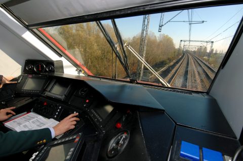 Driver cabin of an Italian train