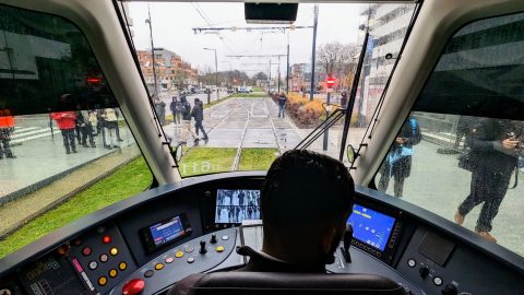 Inside the T12 tram