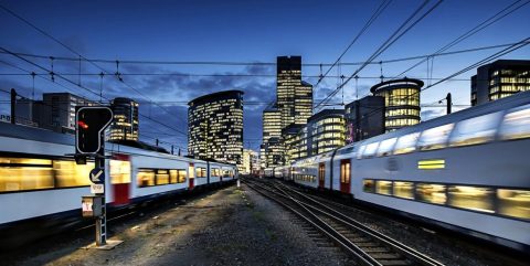 Trains at night in Belgium, photo: NMBS