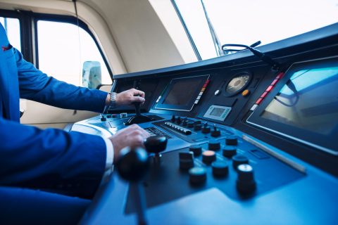 Cockpit view of high speed subway train