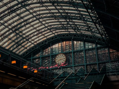 Eurostar arrival area at St. Pancras International Station, in London, United Kingdom.