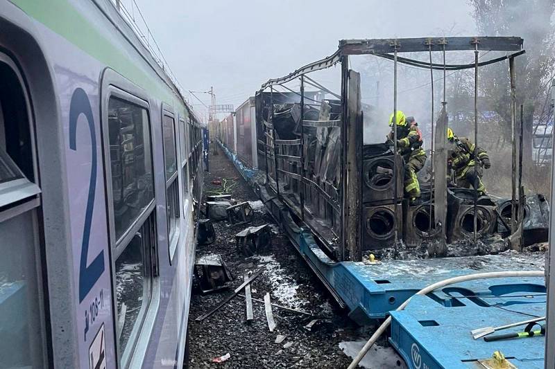 Police said the fire at the Poznań station was probably caused by a flare.