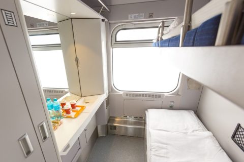 The interior of the Baltic Express sleeper car