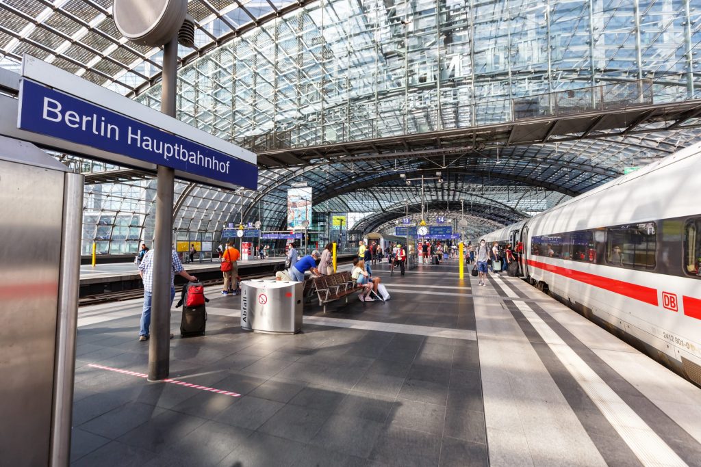 Berlin main station with ICE train