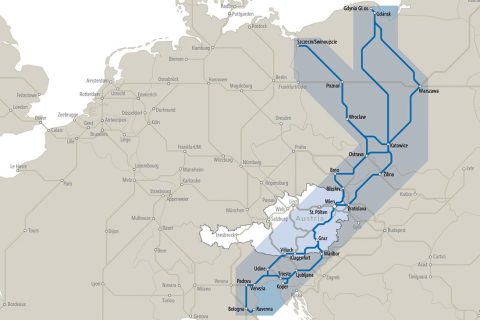 Map of the Koralmbahn's international connections