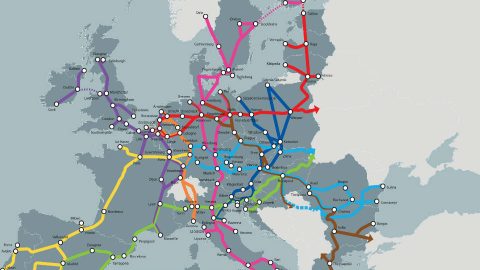 Kaart van het Europese TEN-T netwerk