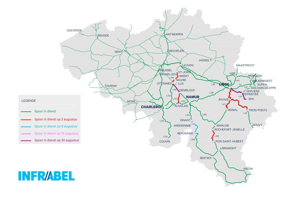 Infrabel - planning herstelwerkzaamheden aan het Waalse spoor