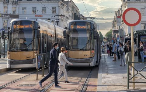 spoorwerkzaamheden in Louizalaan, Brussel