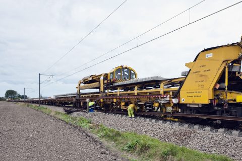 P93 spoorvernieuwingstrein ingezet tussen Oudenaarde en Rose voor vervanging 20.000 dwarsliggers
