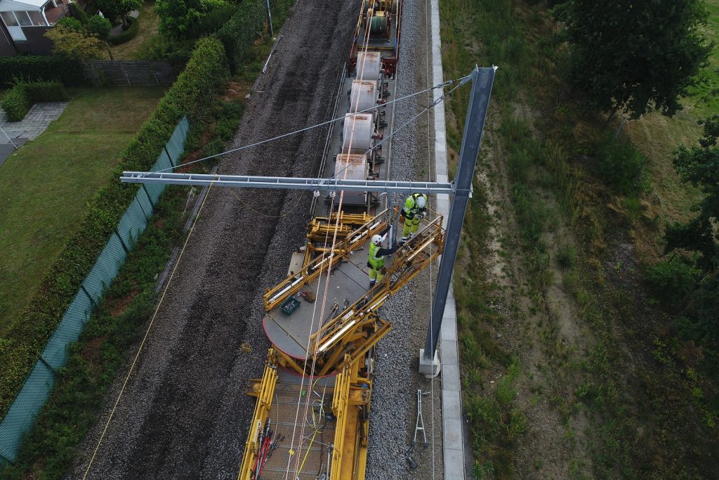 Werken met bovenleidingtrein