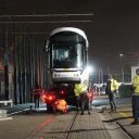 CAF tram arriveert op de stelplaats in Antwerpen