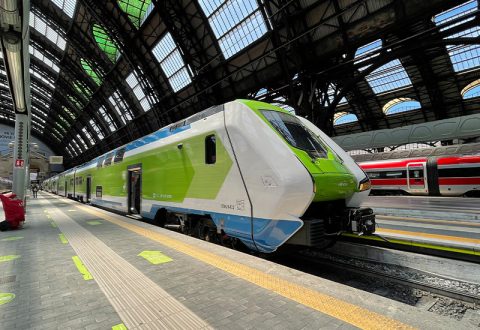 a Caravaggio double-decker train of Trenord