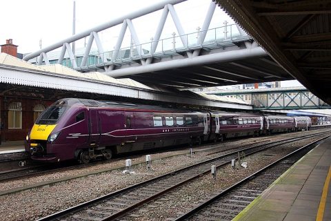 Class 222 Meridian DMU at Notttingham in the colours of East Midlands Railways