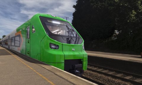 Dublin DART train at the platform in green livery