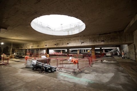 Underground shot of station box construction at Old Oak Common in London for HS2