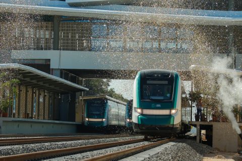 Confetti at the launch of the first section of the Maya Train 