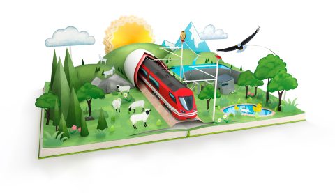 Green power campaign graphics (Ă–BB Infrastruktur)