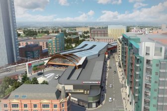 Aerial view of Oxford Road station in Manchester