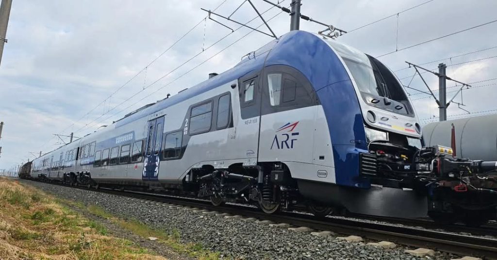 Romania's first new electric train for regional rail has arrived.